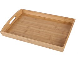 Bambou & Co Dienblad/serveerblad Breakfast - rechthoek - bamboe hout - 44 x 29 x 4 cm - handvaten
