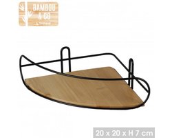 "BAMBOU & CO" HOEKWANDPLANK VAN BAMBOE EN METAAL, 1 NIVEAU, 20 X 20 X H 7 CM