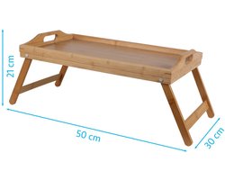 Bambou & Co Ontbijt op bed/tafeltje/dienblad op pootjes - 53 x 33 x 21 cm - bamboe - serveer tray - lezen/eten - bedtafel