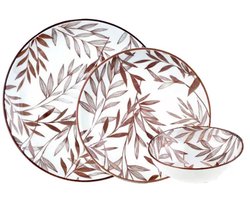 BamBum®- Serviesset Fondo -Porselein - Brown - 12-Delig - Vaatwasserbestendig