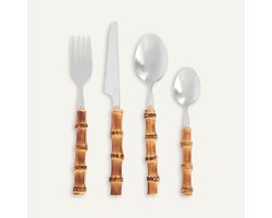 Bambure Bamboe Bestekset - 16-delig - Duurzaam & Herbruikbaar - Vaatwasserbestendig - Met RVS - Eco Bestek
