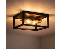 BAMLED industriële plafondlamp zwart – moderne stoere LED plafonnière E27 binnenverlichting