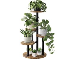 Bamworld Hoek plantentafel voor kamerplanten, groot rek van hout en metaal, 4 niveaus, tuinaccessoires voor woonkamer, balkon, terras