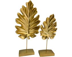 Bamyum 2st Sycamore Bladeren Sculptuur Goud Kleur Modern Deco Figuur Decoratie Woonkamer Geschenken Slaapkamer Plank Decoratie Slaapkamer Tafel Decoratie Boekenplank Object