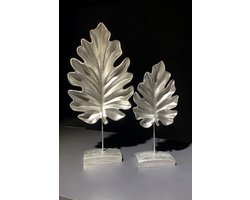 Bamyum 2st Sycamore Leaves Sculptuur Modern Decoratief Beeldje Decoratieve Woonkamer Slaapkamer Plank Decoratie Slaapkamer Tafel en Boekenkast Object (Zilver)