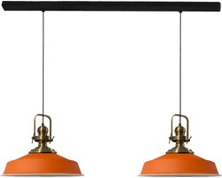 Bamyum Asletl Hanglamp Eettafel Lamp 2 Vlam Oranje Ø40 cm Vintage Eettafel Lamp, Lampenkap Hanglamp