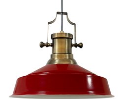 Bamyum Asletl-SE Hanglamp Industrieel van Metaal Ø40 cm, Hanglamp E27, Vintage Rood Lamppendel