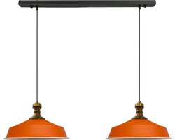 Bamyum AsletlKnob Hanglamp Eettafel Lamp 2 Vlam Oranje Ø40 cm Vintage Eettafel Lamp, Lampenkap Hanglamp