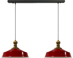 Bamyum AsletlKnob Hanglamp Eettafel Lamp 2 Vlam Rood Ø40 cm Vintage Eettafel Lamp, Lampenkap Hanglamp