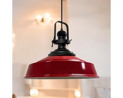 Bamyum Black-Asletl Hanglamp Industrieel Rood Metaal Ø40 cm, Vintage Hanglamp, E27 Pendellamp