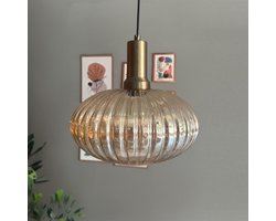 Bamyum Elegant Glazen Enkele Kroonluchter Retro Honingkleur Hanglamp