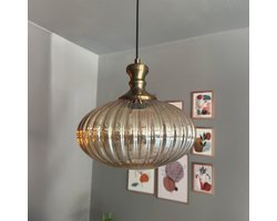 Bamyum Elegant Glazen Enkele Kroonluchter Retro Honingkleur Hanglamp