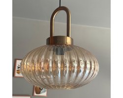 Bamyum Elegant Glazen Enkele Kroonluchter Retro Honingkleur Hanglamp
