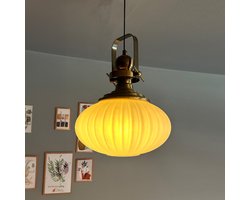 Bamyum Elegant Glazen Enkele Kroonluchter Retro Wit Hanglamp