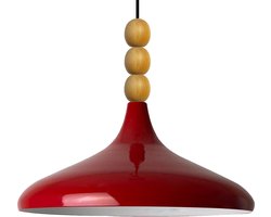 Bamyum Hanglamp Champion Metaal Rood E27 Lamp Ø35 cm Vintage Eettafel Lamp, Lampenkap Hanglamp