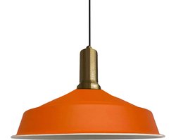 Bamyum Hanglamp Eettafel Hout Ø40 cm, Industriële Hanglamp, Oranje Metalen