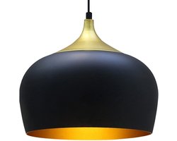 Bamyum Hanglamp Keukenlamp Hangend I Kreis I Ø30 cm E27 Metalen Retro Hanglamp Voor Alle Kamers - Zwart Gouden