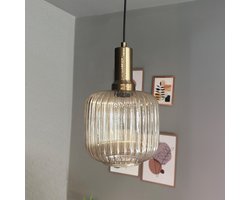 Bamyum Mopa Glazen Enkele Kroonluchter Retro Honingkleur Hanglamp