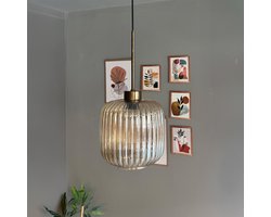 Bamyum Mopa Glazen Enkele Kroonluchter Retro Honingkleur Hanglamp