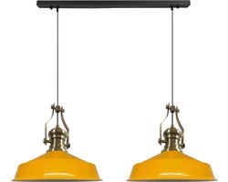 Bamyum Neo-Asletl Hanglamp Eettafel Lamp 2 Vlam Geel Ø40 cm Vintage Eettafel Lamp, Lampenkap Hanglamp