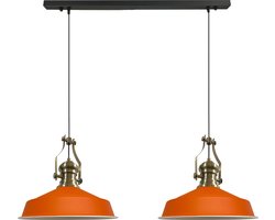 Bamyum Neo-Asletl Hanglamp Eettafel Lamp 2 Vlam Oranje Ø40 cm Vintage Eettafel Lamp, Lampenkap Hanglamp