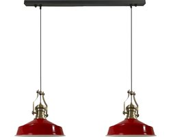Bamyum Neo-Asletl Hanglamp Eettafel Lamp 2 Vlam Rood Ø40 cm Vintage Eettafel Lamp, Lampenkap Hanglamp