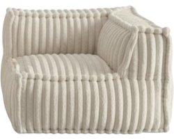 Bananair - Hoekmodule rechts voor modulaire bank - Met armleuningen - Zijvakken - Geribd imitatiebont - 90x90 cm - Beige