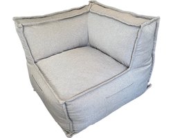 Bananair - Hoekmodule voor modulaire bank - Met armleuningen - Zijvakken - Linnenlook - 90x90 cm - Beige