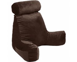 Bananair - Leeskussen voor in bed - Zitkussen - Fluweel - Bruin - 65 x 80 cm