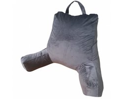 Bananair - Leeskussen voor in bed - Zitkussen - Fluweel - Lichtgrijs - 65 x 80 cm