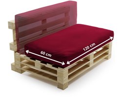 Bananair - Multifunctioneel Waterbestendig Palletkussen - afneembare hoes - Geschikt als zit- en rugkussen - Tuinkussen voor Palletbank - 120x60 cm - Rood
