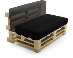Bananair - Multifunctioneel Waterbestendig Palletkussen - afneembare hoes - Geschikt als zit- en rugkussen - Tuinkussen voor Palletbank - 120x60 cm - Zwart