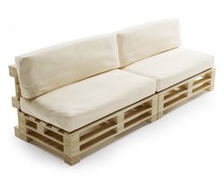 Bananair - Palletkussens 2x Set - Afneembare hoes - Waterbestendig - Tuinkussens voor Palletbank - 2x Zitkussen 120x80x15 cm & 2x Rugkussen 120x40x15 cm - Beige