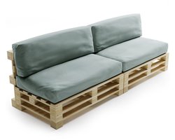 Bananair - Palletkussens 2x Set - Afneembare hoes - Waterbestendig - Tuinkussens voor Palletbank - 2x Zitkussen 120x80x15 cm & 2x Rugkussen 120x40x15 cm - Lichtgrijs