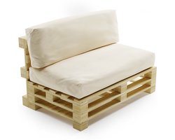 Bananair - Palletkussens Set - Afneembare hoes - Waterbestendig - Tuinkussens voor Palletbank - 1x Zitkussen 120x80x15 cm & 1x Rugkussen 120x40x15 cm - Beige