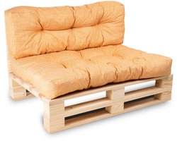 Bananair - Palletkussens Set - Tuinkussens voor Palletbank - 1x Zitkussen 120x80x15 cm & 1x Rugkussen 120x40x15 cm - Oranje