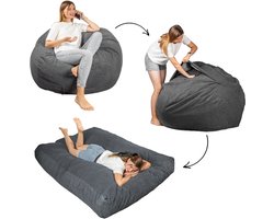 Bananair - Zitzak matras 2-in-1 - Gigantisch poef bed - Donkergrijs