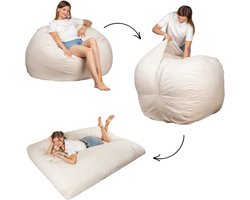 Bananair - Zitzak matras 2-in-1 - Gigantisch poef bed - Gebroken wit