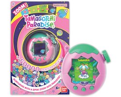 Bandai - Tamagotchi Paradise Earth - Virtueel dier om op te voeden - Tamagotchi met zoomwiel - Interactief speelgoed in het Engels - Roze en groene aarde model - Kinderspeelgoed 6 jaar en + - 43421