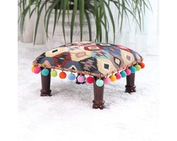 Bandezid Bohemen Ottomaanse Ottomanen, Bank Vierkante Voetbank, Stof Lage Kruk Ottomanen Bank Met 4 Houten Benen Amerikaanse Poef Voor Woonkamer Home Decor-Rode pruim 38x38x24cm (15x15x9inch)