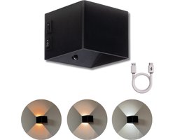 BandiO Wandlamp - Binnen - Oplaadbaar - 3 kleuren - 2700-6500K - Draadloos - Met sensor