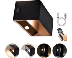 BandiO Wandlamp - Binnen - Oplaadbaar - Met afstandsbediening - Dimbaar en 3 lichtkleuren - 100+ branduren - Draadloos - Met sensor
