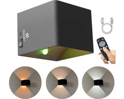 BandiO Wandlamp - Binnen - Oplaadbaar - Met afstandsbediening - Dimbaar en 3 lichtkleuren - 200+ branduren - Draadloos - Met sensor