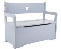 Bandits & Angels Houten Speelgoedkist Opbergbankje Grijs - 2in1 Opbergbank Zitbank - Zithoogte 24 cm - Afmeting 60x27x47 cm - Voor Jongens en Meisjes - Meubelstuk Kinderkamer