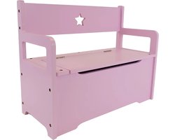 Bandits & Angels Houten Speelgoedkist Opbergbankje Retro Roze - 2in1 Opbergbank Zitbank - Zithoogte 24 cm - Afmeting 60x27x47 cm - Voor Meisjes - Meubelstuk Kinderkamer