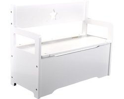 Bandits & Angels Houten Speelgoedkist Opbergbankje Wit - 2in1 Opbergbank Zitbank - Zithoogte 24 cm - Afmeting 60x27x47 cm - Voor Jongens en Meisjes - Meubelstuk Kinderkamer