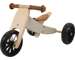 Bandits & Angels Smart Bike Loopfiets Hout 4-in-1 Groen vanaf 1 jaar - Voor Jongens en Meisjes - Houten Loop Fiets Olijfgroen - Omkeerbaar in Driewieler en Tweewieler - Verstelbaar Zadel