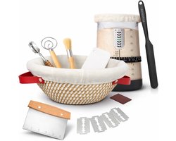 Bangosa Zuurdesem Starter Set en Broodbak Set – Complete Set met Machinewasbare Rijsmand, Deegmes & Fermentatiepot – Voor Thuisbakkers