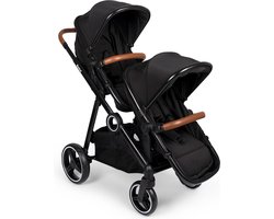 Baninni Luiz - Tweeling Kinderwagen - Duo Buggy - incl. 2 omvormbare zitjes & reiswiegjes - Geschikt voor 1 of 2 kindjes vanaf geboorte tot 22kg - Zwart