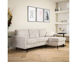 Bank 3-Zits Ribstof Naturel - Bank Roard - 200x135cm - Giga Meubel